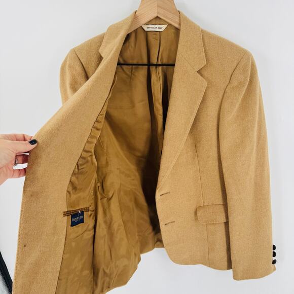 Vintage 100% Camel Hair Blazer Tan Classic Tailored Jacket Women’s Size 6 - Picture 7 of 8